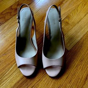 Cole Haan pale pink leather peep toe sling backs
